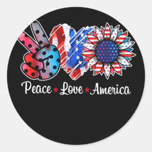 Peace Liebe America Sunflower American Flag Funny Runder Aufkleber