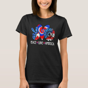 Peace Liebe America Sunflower Patriotic Gefärbte K T-Shirt