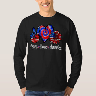 Peace Liebe America Sunflower Patriotic Gefärbte K T-Shirt