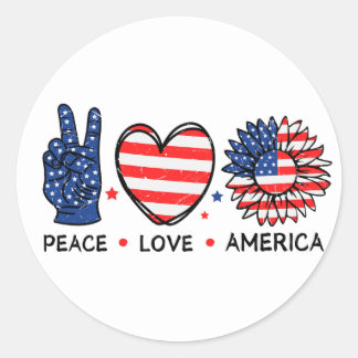 Peace Liebe America USA Flag, 4. Juli, Patriotic Runder Aufkleber