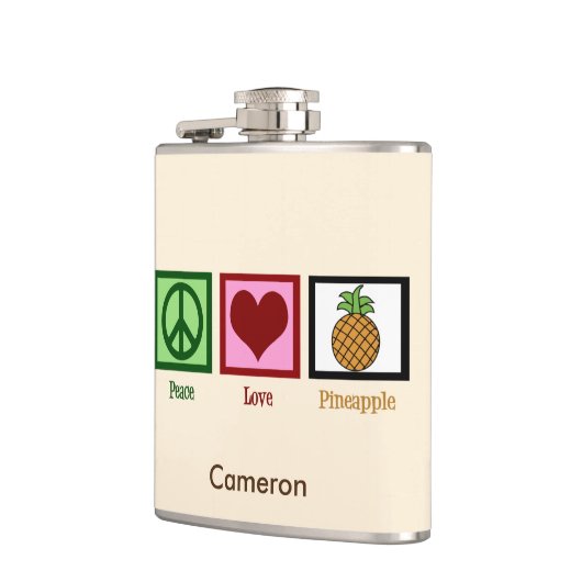 Peace Liebe Ananas Custom Ivory Flachmann (Links)