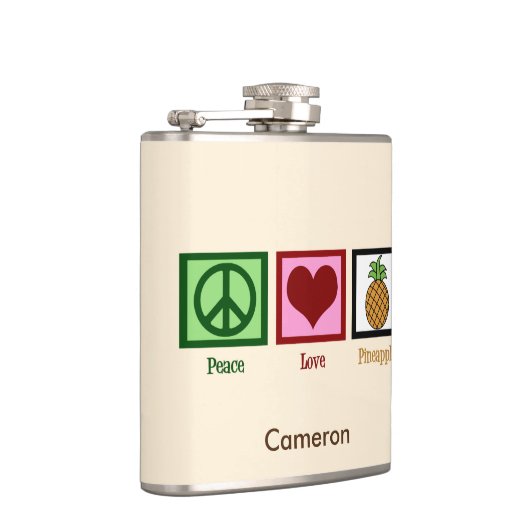 Peace Liebe Ananas Custom Ivory Flachmann (Rechts)