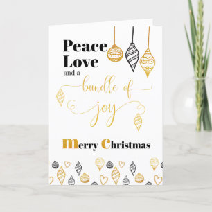 Peace Liebe and Bundle of Joy Black Gold Pregnancy Feiertagskarte