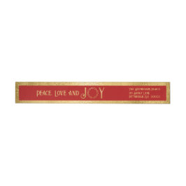 Peace Liebe and Joy Imitate Gold Wreath - Red