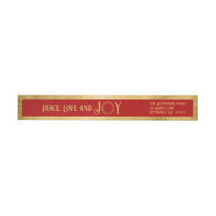 Peace Liebe and Joy Imitate Gold Wreath - Red