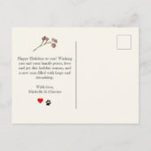 Peace Liebe and Joy Red Greenerity Pet Foto Postkarte (Rückseite)