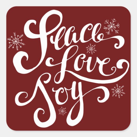 Peace Liebe and Joy Script Holiday Red Stickers (Vorderseite)