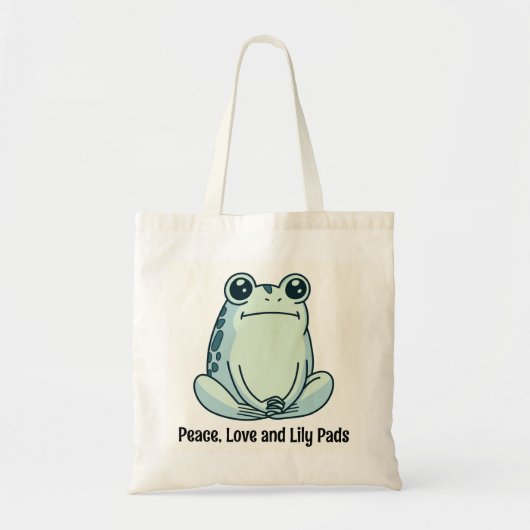 Peace Liebe and Lily Pads Zen Frog Tragetasche (Vorne)