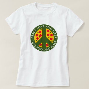 Peace Liebe and Pizza lustiges T-Shirt für Pizzafr