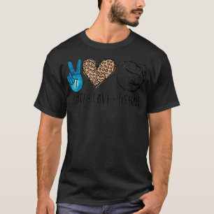 Peace Liebe Angeln Leopard Funny Fishing Lover Men T-Shirt