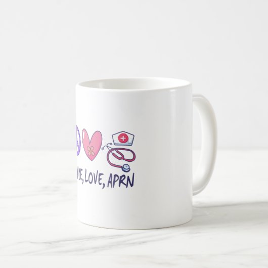 Peace Liebe APRN Kaffeetasse (VorderseiteRechts)
