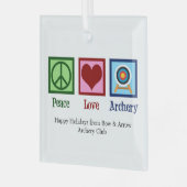 Peace Liebe Archery Custom Christmas Ornament Aus Glas (Vorderseite links)
