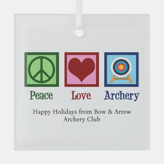 Peace Liebe Archery Custom Christmas Ornament Aus Glas (Vorderseite)