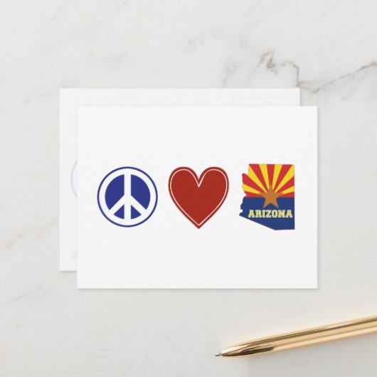 Peace Liebe Arizona Karte Gestaltete Staatsflagge  (Vorderseite/Rückseite Beispiel)