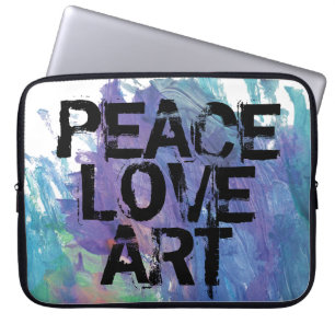 PEACE LIEBE ART + abstrakter Hintergrund   Laptopschutzhülle