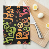 Peace Liebe Art Groovy Vibes Slogan Küchentuch (Viertel Falte)