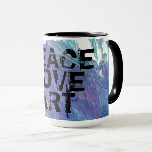 PEACE LIEBE ART + Malhintergrund | Tasse (VorderseiteRechts)