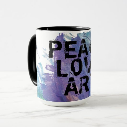 PEACE LIEBE ART + Malhintergrund | Tasse (Vorderseite Links)