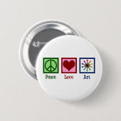 Peace Liebe Art Teacher Niedlich Paintbrush Button (Vorne & Hinten)