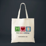 Peace Liebe Audiology Custom Audiologe Tragetasche<br><div class="desc">Peace Liebe Audiology hat ein Taschengeschenk für einen Audiologen gemacht,  der das Hören studiert. Ein Friedenszeichen,  ein Herz und ein Ohr,  um audiologische Studien zu repräsentieren.</div>