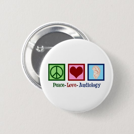 Peace Liebe Audiology Niedlich Audiologin Button (Vorne & Hinten)