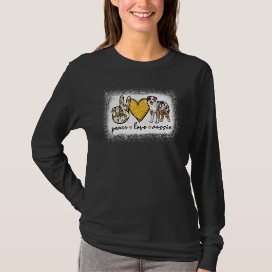 Peace Liebe Aussie Bleached Australian Shepherd T-Shirt (Vorderseite)