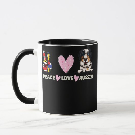 Peace Liebe Aussies Dog Aussie Shepherd Lover Tasse (Links)