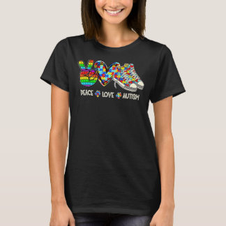 Peace Liebe Autismus Bewusstsein Puzzle Schuhe Fid T-Shirt