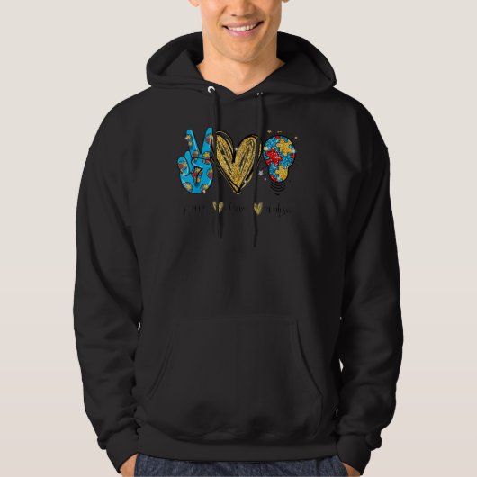 Peace Liebe Autismus Cooles Bewusstsein Asd Hippie Hoodie (Vorderseite)
