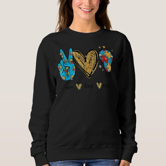Peace Liebe Autismus Cooles Bewusstsein Asd Hippie Sweatshirt (Vorderseite)