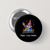 Peace Liebe Autismus Gnome Autismus Gefärbte Krawa Button (Vorne & Hinten)