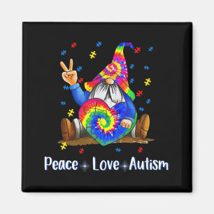 Peace Liebe Autismus Gnome Autismus Gefärbte Krawa Magnet