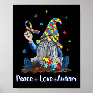 Peace Liebe Autismus Gnome Autismus Gefärbte Krawa Poster
