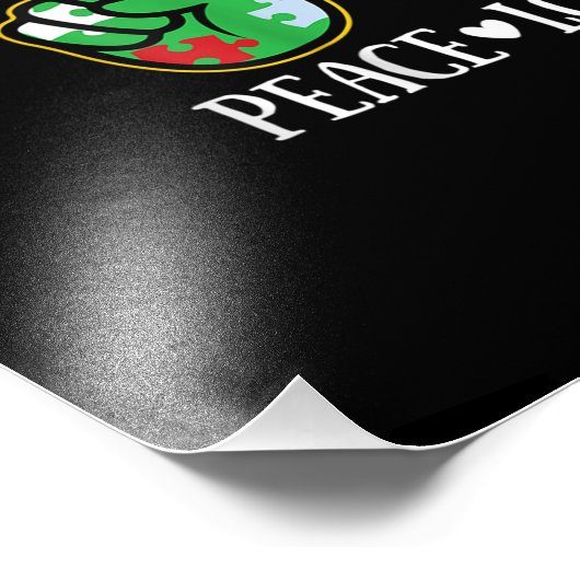 Peace Liebe Autismus Puzzle Ribbon Autismus Bewuss Fotodruck (Ecke)