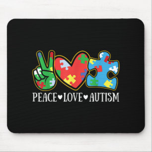 Peace Liebe Autismus Puzzle Ribbon Autismus Bewuss Mousepad