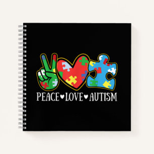 Peace Liebe Autismus Puzzle Ribbon Autismus Bewuss Notizblock