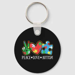 Peace Liebe Autismus Puzzle Ribbon Autismus Bewuss Schlüsselanhänger