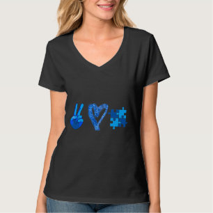 Peace Liebe Autismus Puzzle Ribbon Autismus Bewuss T-Shirt