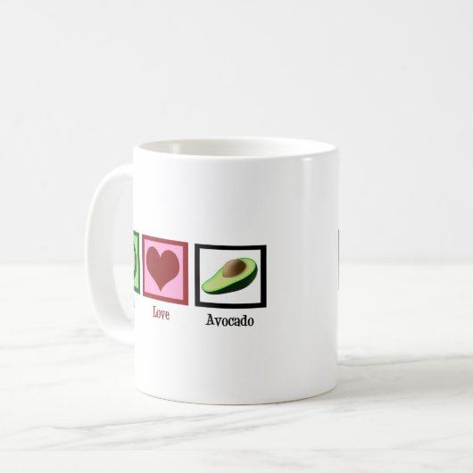 Peace Liebe Avocado Doppelseitig Kaffeetasse (Vorderseite Links)