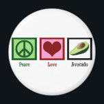 Peace Liebe Avocado Magnet<br><div class="desc">Ein hübsches Friedenszeichen, Herz und ein grünes Avocado-Geschenk. Niedliches Geschenk für Menschen, die Guacamole Liebe.</div>