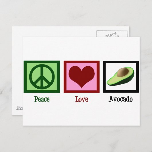 Peace Liebe Avocado Postkarte (Vorne/Hinten)