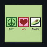 Peace Liebe Avocados Magnet<br><div class="desc">Ein Friedensschild, ein Herz und ein grüner Avocado. Ich Liebe köstliches Essen inklusive Guacamole.</div>