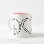 Peace Liebe Babies Zweifarbige Tasse (Vorderseite Links)