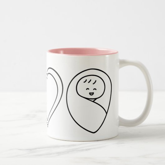 Peace Liebe Babies Zweifarbige Tasse (Rechts)