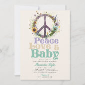 Peace Liebe Baby Wildblumen Neutrale Babydusche Einladung (Vorderseite)