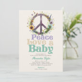 Peace Liebe Baby Wildblumen Neutrale Babydusche Einladung (Stehend Vorderseite)