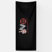 Peace Liebe Back Red | Funny Firefighter Lover Ges Banner (Vertikal)