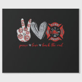 Peace Liebe Back Red | Funny Firefighter Lover Ges Geschenkpapier (Flach)