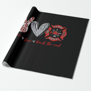 Peace Liebe Back Red   Funny Firefighter Lover Ges Geschenkpapier