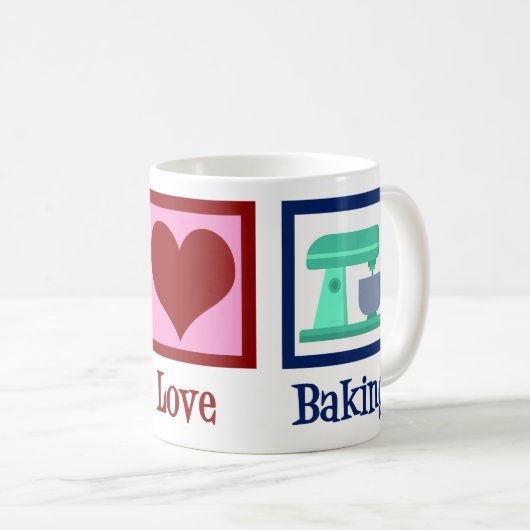 Peace Liebe Backen Niedliche Bäckerei Aquamarin St Kaffeetasse (VorderseiteRechts)